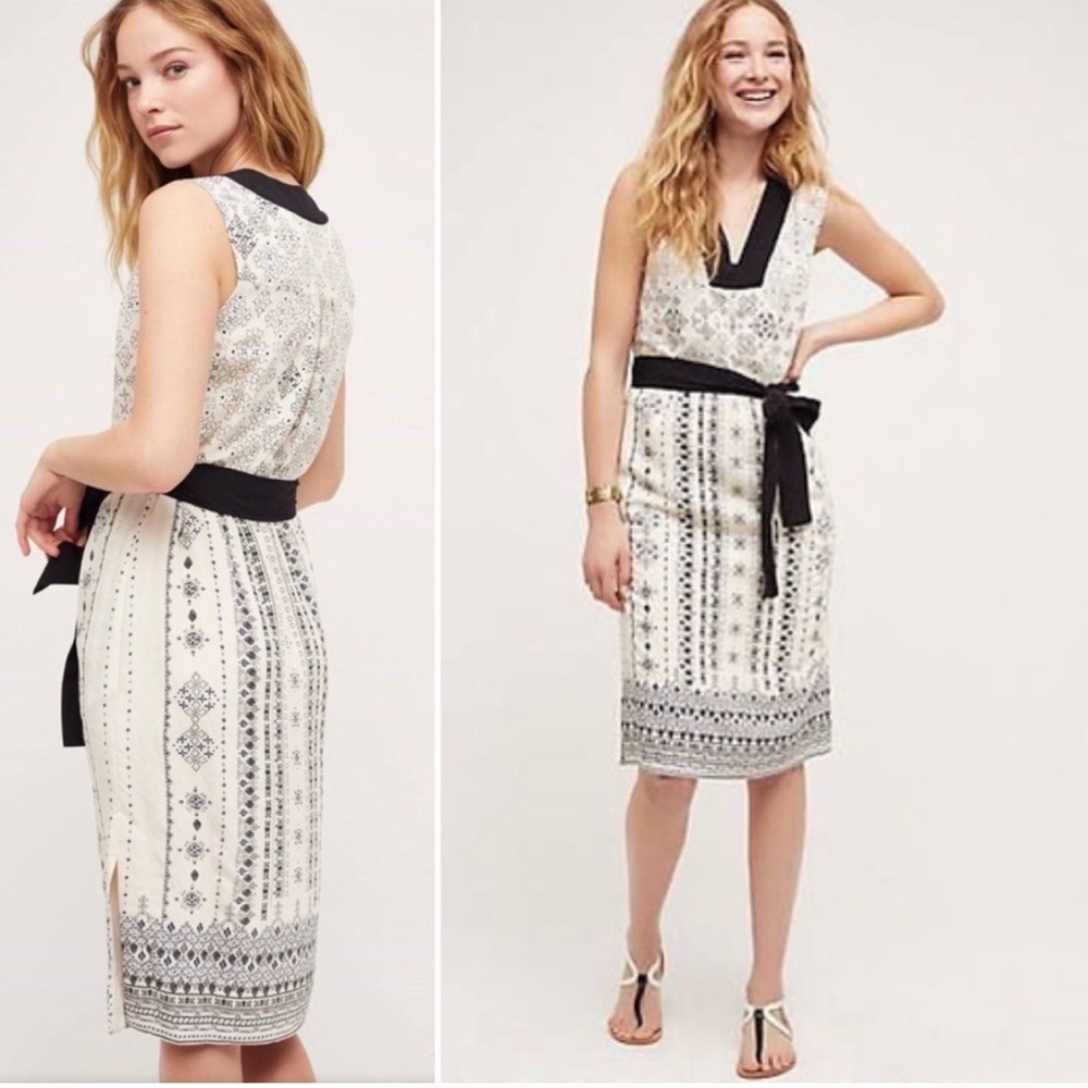HD in Paris Cream and Black Printed Midi Dress